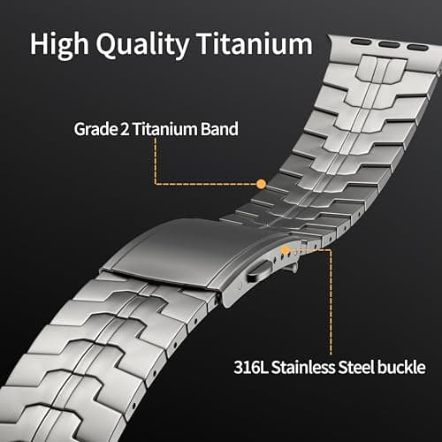 LULULOOK Grade 2 Pure Titanium Ultra 3 Band, Men's Lightweight Titanium Metal Band for Apple Watch Ultra 3/Ultra 2 / Ultra 49mm with Foldable Clasp - Thumbnail 2