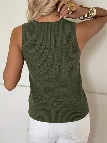 LaGracia Women's Halter Criss Cross Crochet Tops Knit Sleeveless Sweater for Women Tank Trendy Elegant Spring Summer Outfits 2026 ArmyGreen S - Thumbnail 3