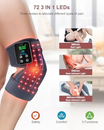 Red Light Therapy for Knee, Astarexin 72 LED Knee Wrap 3000mAh Rechargeable, Cordless Infrared Light Therapy Knee Brace Therapy Pad for Knee Shoulder Elbow Joint Relief, FSA or HSA Eligible - Thumbnail 2