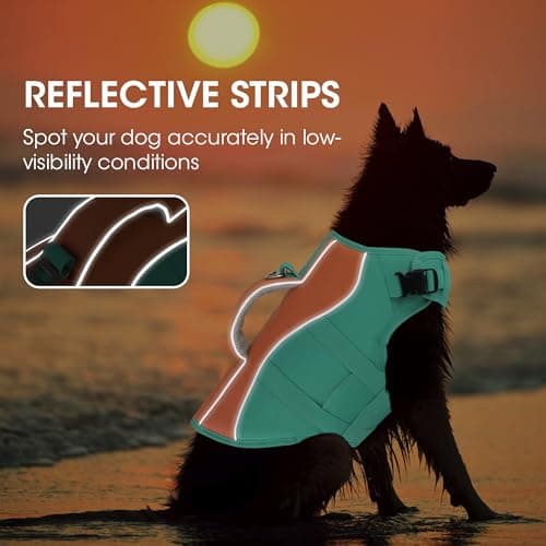 PETDSH Dog Life Jacket for Swimming Boating, High Flotation Dog Life Vest with Rescue Handle, Dogs Lifejacket with Reflective Strips, Adjustable Pet Swim Jackets for Large Dogs (Large) - Thumbnail 5