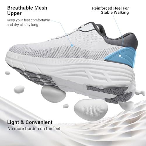 Wirpex Women's Wide Toe Box Walking Shoes–Non Slip Comfortable Cushioned Fashion Sneakers for Bunions Lightweight Zero Drop Tennis Running Shoe with Roomy Fit Grayish-White Size 6.5 - Thumbnail 5