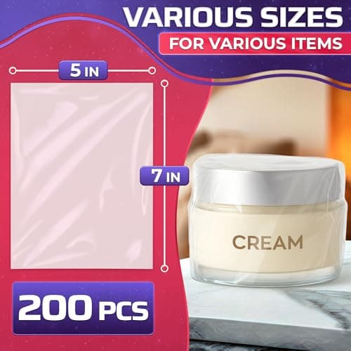 200 Pcs Shrink Wrap for Soap – 5x7" Soap Making Supplies, Bath Bombs, & Jewelry – Gift Wrap Shrink Bags for DIY Projects & Mother's Day Presents | Use with Heat Gun or Hair Dryer at Medium Temperature - Thumbnail 2