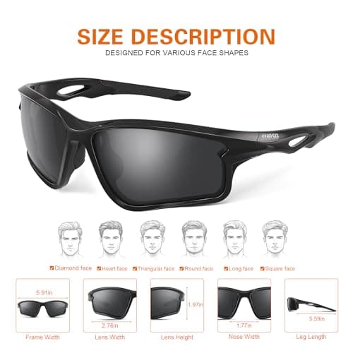 suoso Sports Polarized Sunglasses for Men: TR90 UV400 Protection Sun Glasses Squash Goggles Wrap Around Goggles for Drving - Thumbnail 6