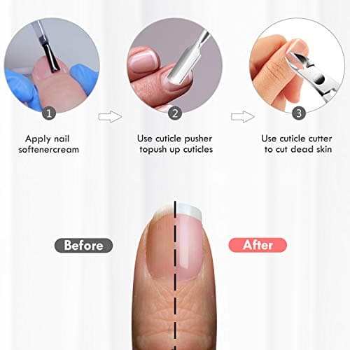 Cuticle Trimmer Cuticle Remover with Cuticle Pusher, XUNXMAS Professional Stainless Steel Durable Pedicure Manicure Tools Cutter Nipper Scissor Clipper for Fingernails and Toenails Dead Skin Black - Thumbnail 6