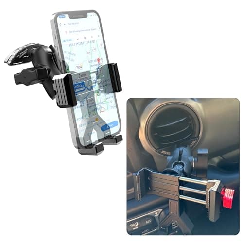 EASEORD Upgraded Phone Mount for 2018-2023 Jeep Wrangler JL & Gladiator JT & Sahara, Wrangler Air Vent 360° Rotation Cell Phone Holder Compatible iPhone Android Smartphone