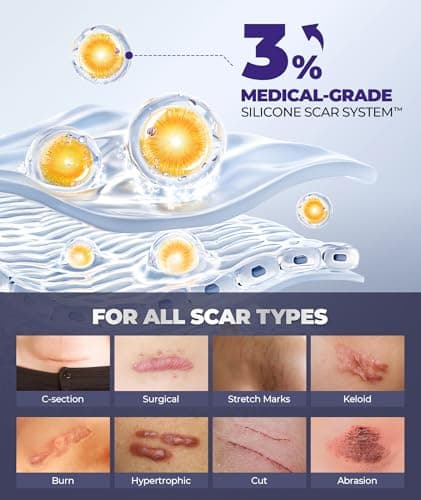 Silicone Scar Cream with 6.7% Active Ingredients, Scar Gel Visible in 2 Weeks, Moisturizing Scar Removal Clinically Show for Surgical, C-Section, Keloid, Acne & Burn Scars, Stretch Mark Cream(55ML) - Thumbnail 6