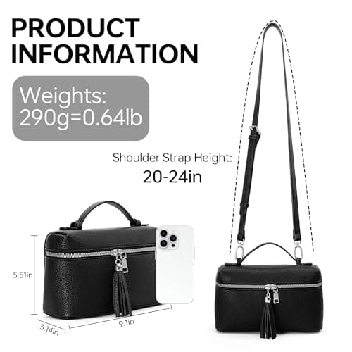 Kiss Sea Small Handbags for Women Top Handle Bag with Adjustable Shoulder Strap Crossbody Bags for Women Black - Thumbnail 3
