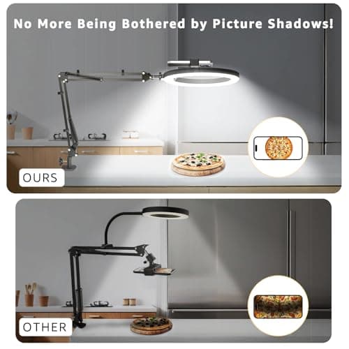 FZYGRAVH 10" LED Ring Light with Overhead Phone Stand, CRI≥95 1200lm Dimmable Lighting, Adjustable Metal Arm with Remote & Phone Holder, for Streaming, Makeup, Zoom Calls, Photography - Thumbnail 6