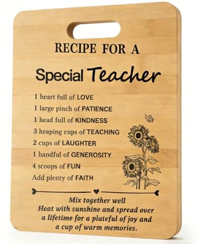 Gifts for Teacher Appreciation Gift Ideas, Recipe Cutting Board for Teacher Thank You Gift from Students, Best Gifts for Teachers Gifts Teachers Retirement Day Gift Bamboo Cutting Board Kitchen Decor