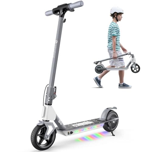 isinwheel S4 Electric Scooter for Kids Ages 6-14, 200W Foldable Kids Electric Scooter with 3 Speeds (5/8/12 Mph), LED Display, Colorful Lights, Gift for Kid - Image 1