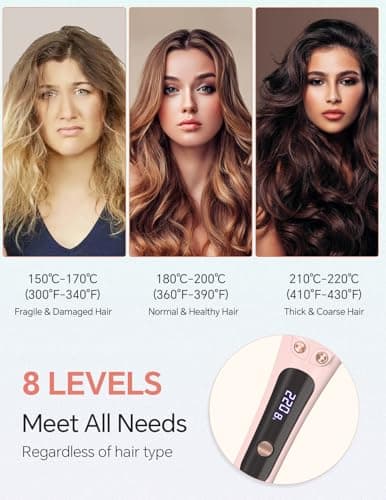 LANDOT Automatic Curling Iron 1-inch,Easy-to-Use Self Curling Wand with Auto Rotation, Anti-Tangle Technology for Beginners, Ideal Gift for Girls & Teens - Charming Pink - Thumbnail 5