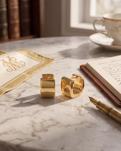 MUMREUES Gold Earrings for Women Trendy 14K Gold Plated Small Chunky Huggie Earrings Dainty Minimalist Simple Hypoallergenic Hoop Earrings Jewelry Gifts for Her - Thumbnail 6