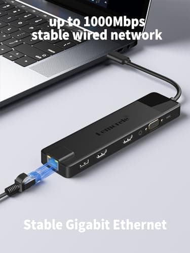 Lemorele 13 in 1 USB C Docking Station for Triple Monitors, Dual 4K HDMI, 1000M RJ45, VGA, 4 USB 3.0/2.0, SD/TF, 3.5MM Audio, USB C 3.0, 100W PD, Compatible with Type C Laptops - Thumbnail 6