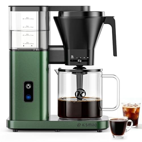 Kismile SCA-Certified 8 Cup Drip Coffee Maker, Pour Over Coffee Machine with 3s Instant Heat 197–205℉, Adjustable Flow Control, Removable Water Tank, Deep Cold Brew & 40 Min Keep Warm (Olive Green) - Image 1