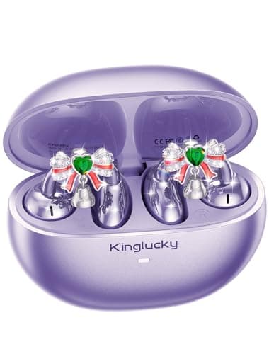 Kinglucky Open-Ear Clip-On Earbuds for Women with Detachable Holiday Bows, All-Day Comfort, Secure Fit, Lightweight Bluetooth 5.4 Wireless Earbuds 50H Playtime, Gift for Her, Clear Calls, Purple - Image 1