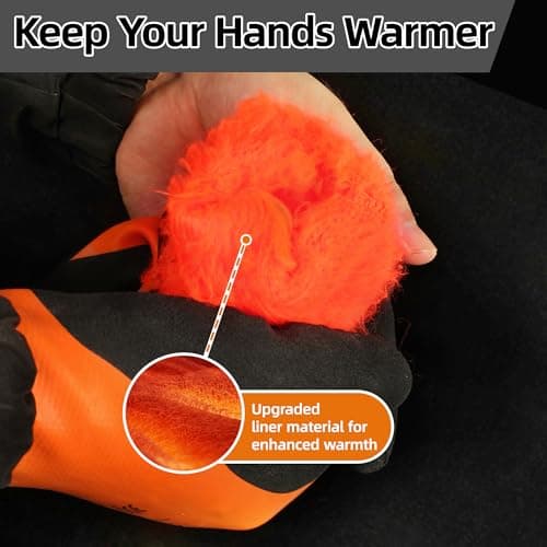 Schwer 2 Pairs 100% Waterproof Winter Work Gloves, ANSI A2 Cut Resistant Freezer Gloves for Outdoor Cold Weather Keep Hands Warm, Thermal Insulated Gloves for Shoveling Snow, Ice Fishing, XL - Thumbnail 4