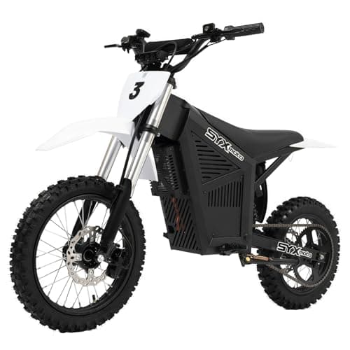 SYX MOTO ARC Electric Dirt Bike, 3000W Peak 36MPH Electric-Motorcycle with 48V/21AH Battery E-Bike, Full Hydraulic Brakes and Suspensions Mountain Off-Road E-Dirt Bike, for Teens & Adults (Silver)