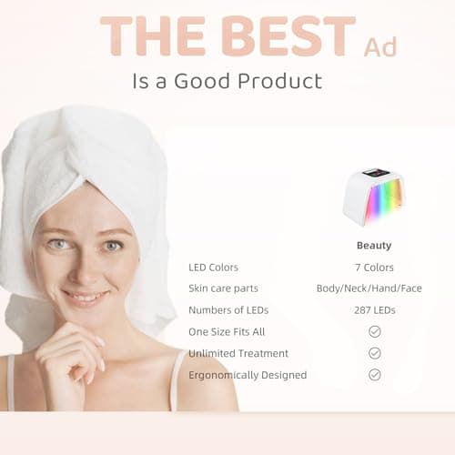 FXXXCUWUU Led-Light-Therapy, Red Light Therapy for Face 7 in 1 Colors LED Facial Skin Care Tool Facial Neck Body Hand Skincare Mask - Thumbnail 4