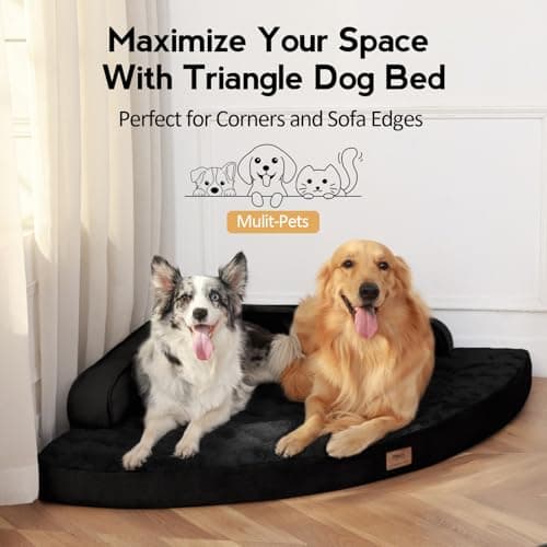 MEKIY Large Orthopedic Dog Bed with Sides Big Dog Beds with Removable Washable Cover Non-Slip Waterproof Pet Bed for Medium Large Dogs - Black L - Thumbnail 4