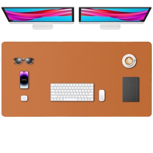 Yuwiiuuo Leather Desk Pad Protector, Office Desk Mat, Large Mouse Pad, Non-Slip PU Leather Desk Blotter, Waterproof Computer Desk Writing Pad for Office and Home (Brown, 47.2" x 23.6")