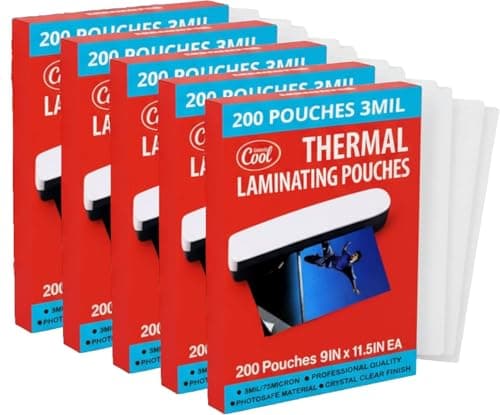 3MIL Thermal Laminating Sheets (1000 Count) 9x11.5 inch, Letter Size Dry-Erase Friendly Laminating Pouches, Compatible with Laminators, Crystal Clear Laminated Finish