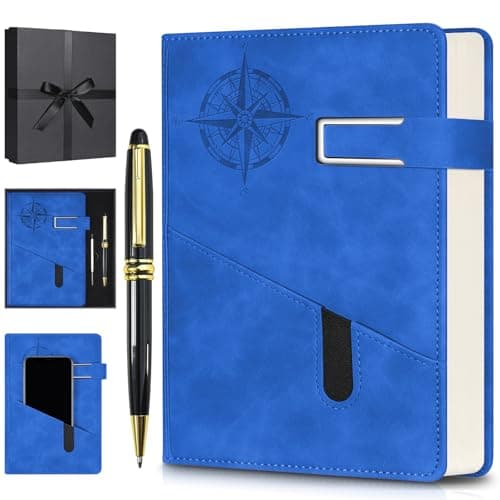 Lined Notebook Journal for Men Women, College Ruled Notebook, Hardcover Leather Journal with Pen & Gift Box, 256 Pages Thick Daily Diary, Professional Notebooks for Work, School, Business, Writing, A5