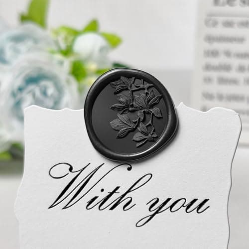Pilloze 50Pcs Black Olive Branch Wax Seal Stickers, Self-Adhesive Black Wax Seal Stickers for Envelope or Wedding Invitation Good Adhesion and Easy to Use - Thumbnail 4