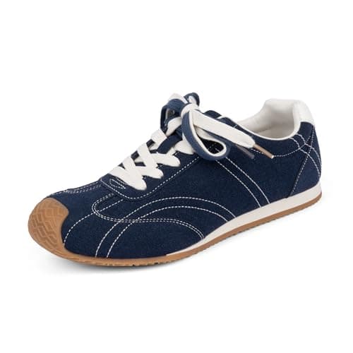 QIY Womens Blue Sneakers Comfortable Casual Shoes for Women Lace up Blue Wide Toe Tennis Shoes Womens Fashion Sneakers Size 8 - Image 1