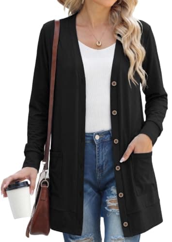 GRECERELLE Black Cardigan Sweaters for Women, L - Image 1