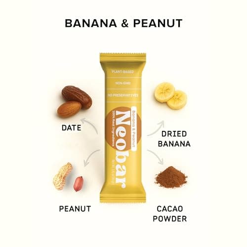 NEOBAR Fruit and Nut Bars - Plant-Based Vegan Snack Bars, Gluten Free Dairy Free Snacks, No Added Sugar, No Preservatives, Non-GMO | Banana & Peanut,12 Count - Thumbnail 3