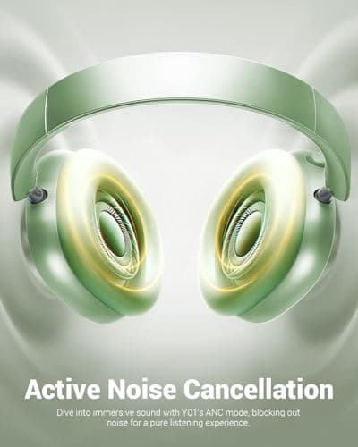 Wentronic Y01 Wireless Noise Canceling Headphones Bluetooth 5.3 Over Ear Headphones with Microphone, Hi-Res Audio, 48H Playtime, Foldable Comfortable Earpads,Compatible with iOS,Android,PC, Green - Thumbnail 3
