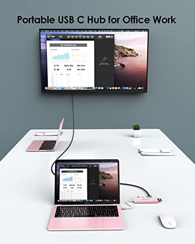 LENTION USB C Hub with 4K HDMI, 3 USB 3.0, SD/Micro SD 3.0 Card Reader, Compatible 2025-2018 MacBook Pro/Air, 2026 MacBook Neo, Mac, Surface, Chromebook, iPhone17/16/15 Pro Max, More (Rose Gold) - Thumbnail 5