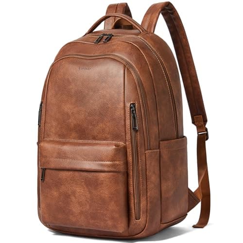 LATMAP Backpack Purse for Women Men Faux Leather Backpack, Travel Work Laptop Back Pack Teacher Bookbag fits 15.6" Laptop, Brown