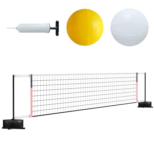 Portable Pool Volleyball Net System -4th of July Celebration Adjustable 16.5-26.5FT Length Net Includes 2 Water Volleyballs, Heavy-Duty Water-Filled Base Perfect for Pickleball, Tennis & Pool Games - Thumbnail 3