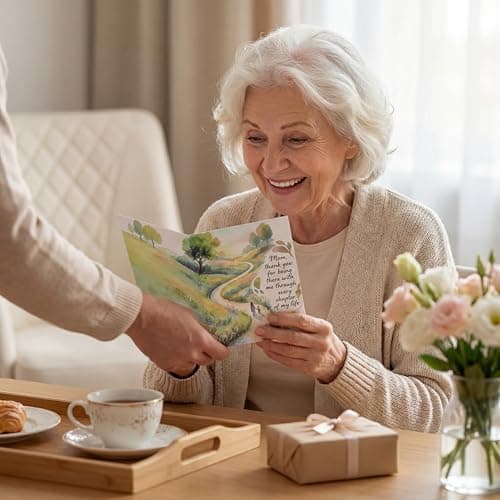 Ami Happy Mother's Day Card for Mom 5x7 Inch with Envelope & Sealing Sticker, Thank You Mom Appreciation Greeting Card, Birthday Card for Mom from Daughter or Son, Blank Inside Watercolor Mom Card - Thumbnail 3