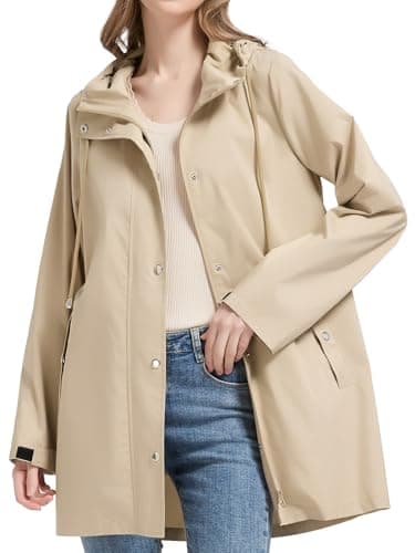 Orolay Women's Waterproof Rain Jacket Long Raincoat Hooded Windbreaker Trench Coat - Image 1