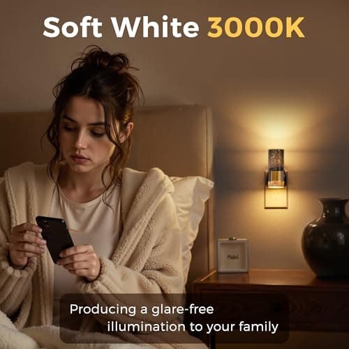 L LOHAS LED Night Lights Plug into Wall, 2 Pack Acrylic Night Light,Dimmable Nightlight with 0-100 LM Adjustable Brightness, 3000K Plug in Night Light with Dusk to Dawn Sensor, for Bathroom Hallway - Thumbnail 4