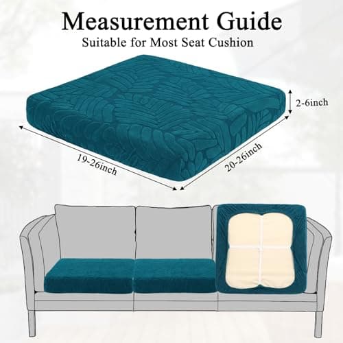 HEBE Stretch Patio Cushion Covers Set 8pcs,Waterproof Outdoor Couch Covers Replacement,Washable Reusable Seat Cushion Slipcovers for Patio Furniture Protector,Chair Cushion Cover - Thumbnail 3