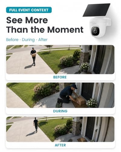 youkey Solar Security Camera Wireless Outdoor, 24/7 AOV Recording, 82 ft AI Person/Vehicle Detection, 2.5K Color Night, No Subscription, 360° Pan/Tilt, Human Tracking, 10,000mAh Battery, IP67 (S340) - Thumbnail 4
