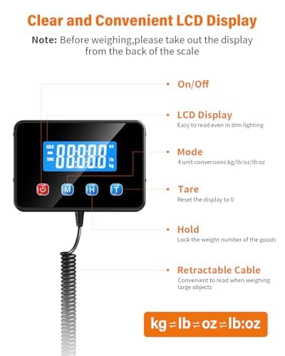 Shipping Scale 0.5oz-440lb High Accuracy Postal Digital Weight Luggage Scale for Packages Warehouse Home Small Business Pet Food Mail - Thumbnail 3