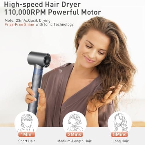 TANSHINE Blow Dryer Brush Set,Hair Dryer Brush with 110,000 RPM High-Speed Negative Ionic Hair Dryer,5 in 1 Hot Air Styler, Blow Dryer for Fast Drying Curling Volumizing Straightening Styling - Thumbnail 3