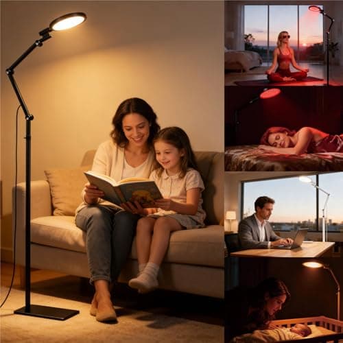 Sun Lamp 12000 Lux Full Spectrum Daylight Therapy Floor Lamp with 670nm Red Light Therapy and Monitor Mount 6-in-1 Modes 9 Color Temperatures 10 Brightness Magnetic Remote 43-68.5 Adjustable UV-Free - Image 1