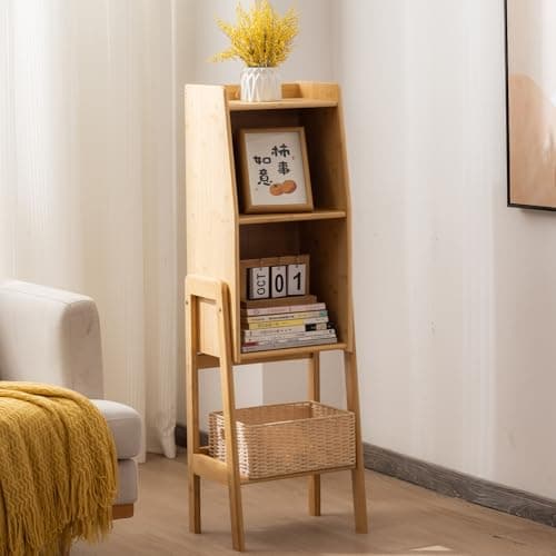 SOBIBO 3 Tier Bamboo Bookcase, Classical Modern Bookshelf, Dispaly Shelves, Bamboo Wood Organizer Book Shelf for Living Room Home Office-Natural, Medium - Thumbnail 2