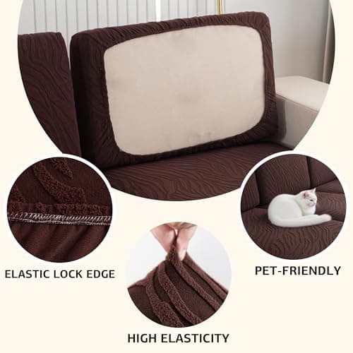 UWWGKK Stretch Couch Cover for Sectional Sofa - Multiple Patterns & Colors,Sofa Cover Design for Backrest,Coffee SBW Backrest Cushion(1 Pcs) - Thumbnail 3