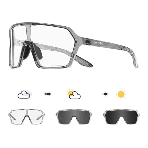 KAPVOE Photochromic Cycling Glasses Men Mountain Bike Glasses Women Clear MTB Sports Sunglasses TR90 Biking Goggles Transition Bicycle Glasses Triathlon Running UV Protection Black - Image 1