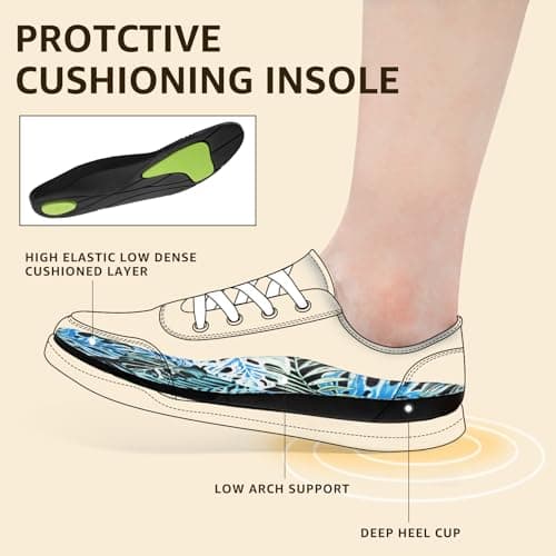 STQ Slip on Sneakers for Women Casual Shoes Canvas Tennis Classic Shoes Machine Washable White Monstera Size 7 - Thumbnail 5