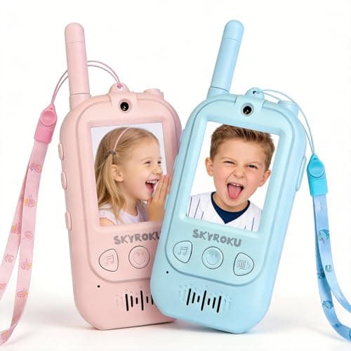 SKYROKU Video Walkie Talkies for Kids with AI Voice Changer & Magic Virtual Costumes, 1600ft Long Range Real-Time Video Chat, USB-C, Outdoor Camping Toy Gift for Boys Girls Age 4-10 (2 Pack) - Image 1