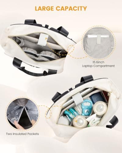 LOVEVOOK Diaper Bag Backpack,Diaper Tote Bag with Insulated Pockets,Bag with Changing Pad,Large Bag with Pacifier Case,15.6 Inch Anti-Theft Laptop Backpack for Women - Thumbnail 4