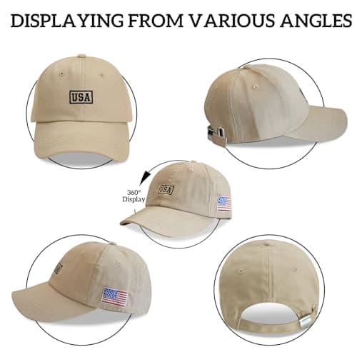 LELVK American Flag Patriotic Baseball Cap | Embroidered USA Flag 100% Cotton Adjustable Hat for Men & Women - Thumbnail 5