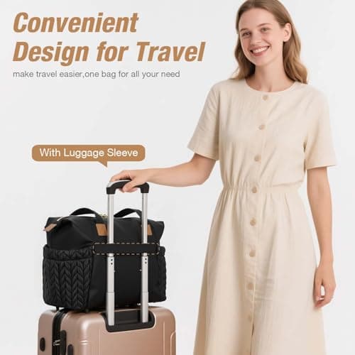 Tonyeee Diaper Bag Tote, Large Diaper Bags Waterproof, Hospital Bag for Labor Delivery, Baby Bag with Pacifier Case, Travel Diaper Tote with Changing Pad, Black - Thumbnail 6